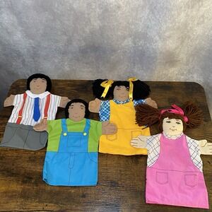Lakeshore People Hand Puppets Set of 4 Pretend Storytelling, Preschool Play